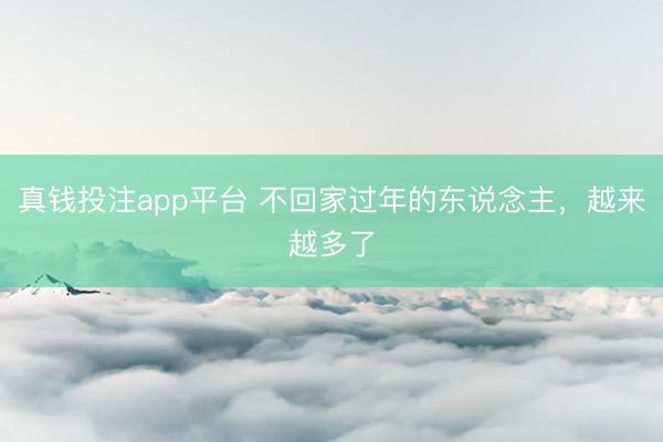 真钱投注app平台 不回家过年的东说念主，越来越多了